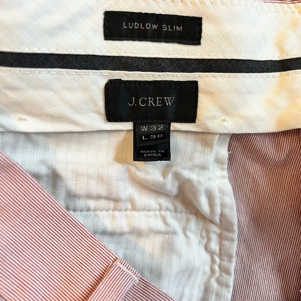 J. Crew Men's Light Pink stripe  Chinos ludlow slim
